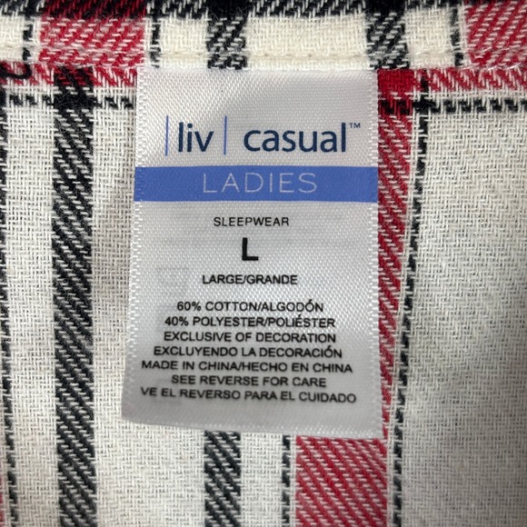 Wisconsin Badgers Women's Plaid Nightshirt Red White Embroidered Large NEW - Picture 5 of 9